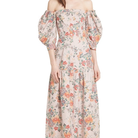 Rebecca Taylor Boho Floral Off Shoulder Midi Dress - Picture 4 of 8